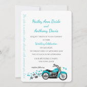 Motorrad und Herz Hochzeitswasser Einladung (Vorderseite)