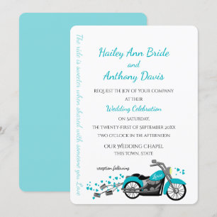 Motorrad und Herz Hochzeitswasser Einladung