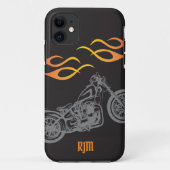 Motorrad- und Orange-Biker-Flammen Case-Mate iPhone Hülle (Rückseite)