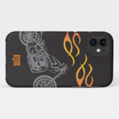 Motorrad- und Orange-Biker-Flammen Case-Mate iPhone Hülle (Rückseite (Horizontal))