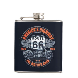 Motorrad und Route 66 Flachmann