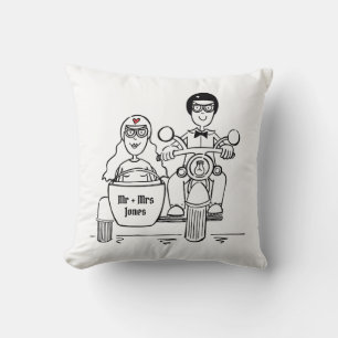 Motorrad und Sidecar Wedding Geschenkkissen Kissen