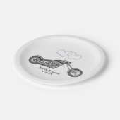Motorrad- und Silberherz-Hochzeit Pappteller (Schrägansicht)