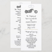 Motorrad- und Silberherzen-Biker-Hochzeitsprogramm Programm (Vorne/Hinten)