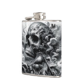 Motorrad und Skulls Vinyl Wrapped Flask Flachmann (Links)