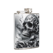 Motorrad und Skulls Vinyl Wrapped Flask Flachmann (Rechts)