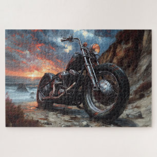 Motorrad und Sonnenuntergang Puzzle