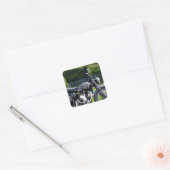 Motorrad und Spitfire Quadratischer Aufkleber (Umschlag)