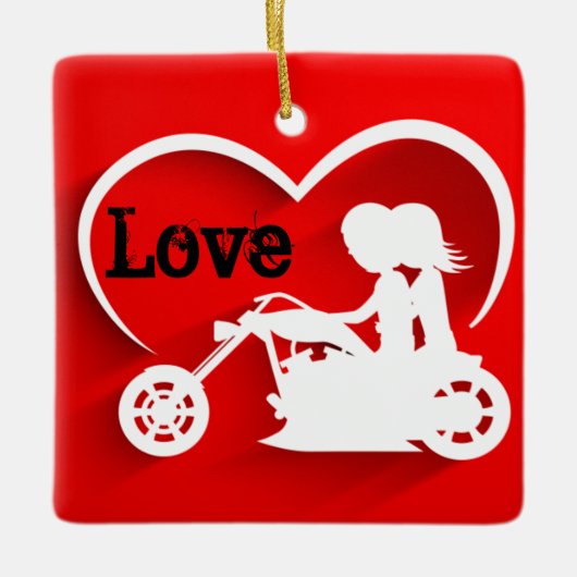 Motorrad Unsere 1. Weihnachten als Mr. und Mrs. We Keramikornament (Vorderseite)