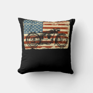 Motorrad USA Flag patriotisch Vintag 4. Juli Kissen