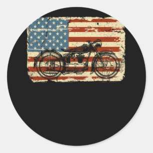 Motorrad USA Flag patriotisch Vintag 4. Juli Runder Aufkleber