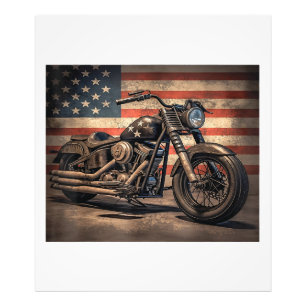 Motorrad USA Flag Retro Biker Fotodruck