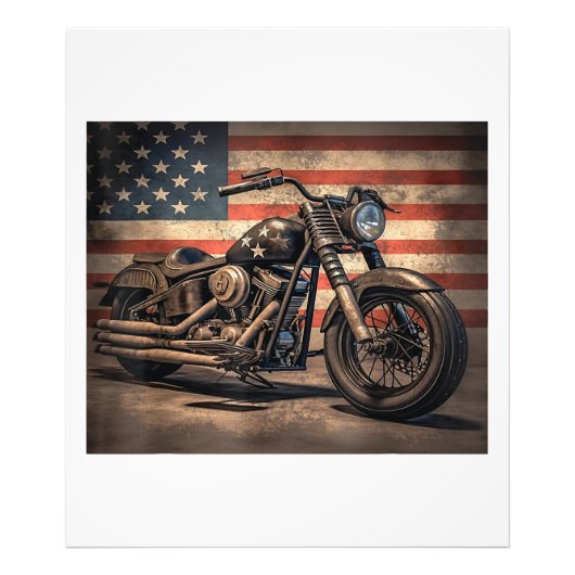 Motorrad USA Flag Retro Biker Fotodruck (Vorne)