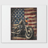 Motorrad USA Flag Retro Biker Geschenkpapier (Flach)