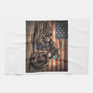 Motorrad USA Flag Retro Biker Geschirrtuch