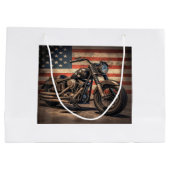 Motorrad USA Flag Retro Biker Große Geschenktüte (Rückseite)