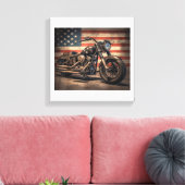 Motorrad USA Flag Retro Biker Leinwanddruck (Insitu (Wohnzimmer))