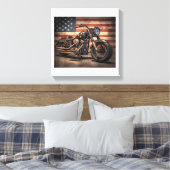 Motorrad USA Flag Retro Biker Leinwanddruck (Insitu (Schlafzimmer))