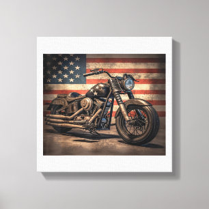 Motorrad USA Flag Retro Biker Leinwanddruck