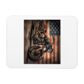 Motorrad USA Flag Retro Biker Magnet (Horizontal)
