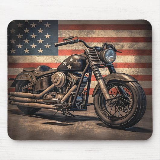 Motorrad USA Flag Retro Biker Mousepad (Vorne)