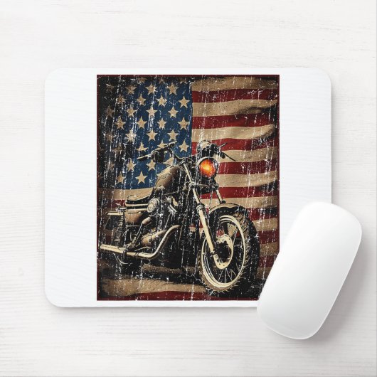 Motorrad USA Flag Retro Biker Mousepad (Mit Mouse)