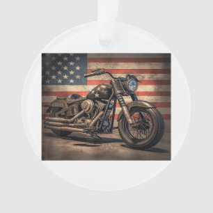 Motorrad USA Flag Retro Biker Ornament