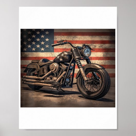 Motorrad USA Flag Retro Biker Poster (Vorne)