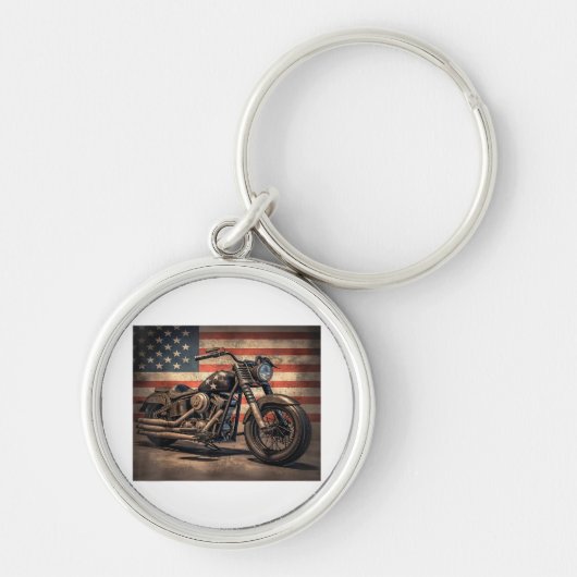 Motorrad USA Flag Retro Biker Schlüsselanhänger (Vorne)