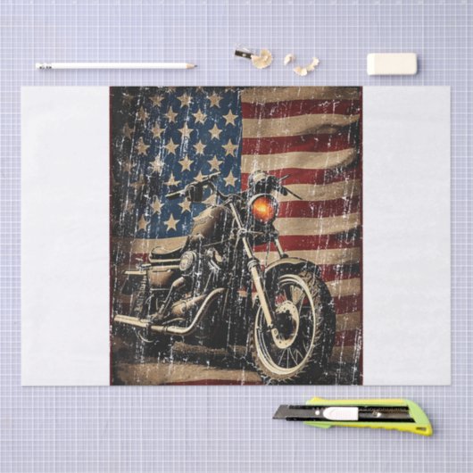 Motorrad USA Flag Retro Biker Seidenpapier (Handwerk)