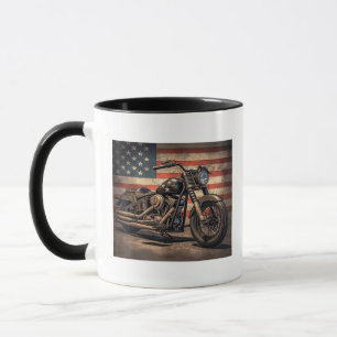 Motorrad USA Flag Retro Biker Tasse