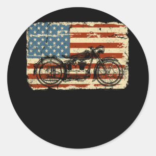 Motorrad USA-Flagge patriotisch vintage 4. Juli Runder Aufkleber