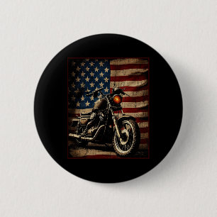Motorrad USA-Flagge Retro-Biker  Button