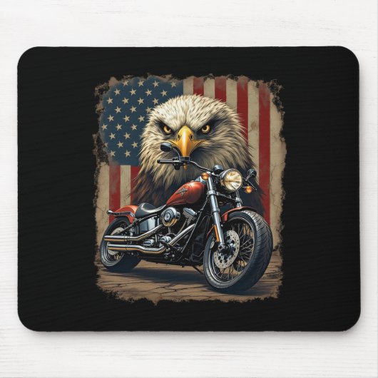Motorrad USA-Flagge Retro-Biker Chopper  Mousepad (Vorne)