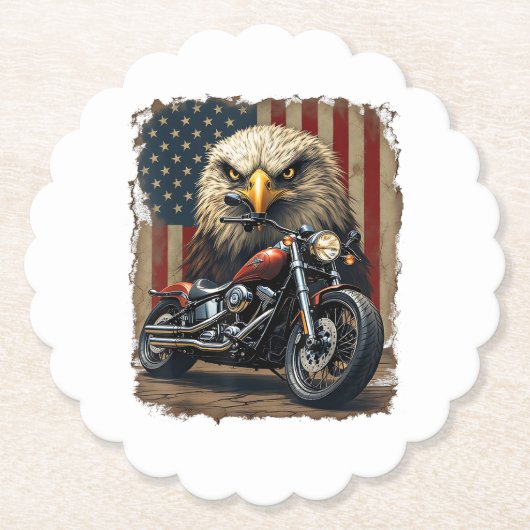 Motorrad USA-Flagge Retro-Biker-Chopper Untersetzer (Vorderseite)