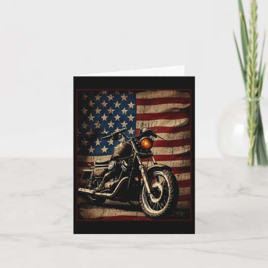 Motorrad-USA-Flagge Retro-Biker Karte (Vorderseite)