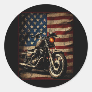 Motorrad USA-Flagge Retro-Biker Runder Aufkleber