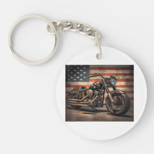 Motorrad USA-Flagge Retro-Biker Schlüsselanhänger