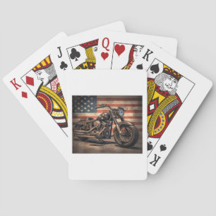 Motorrad USA Flagge Retro Biker Spielkarten