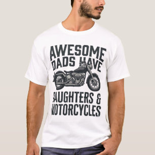 Motorrad-Vater-Töchter-Zitat Vintage-Vektor-Desi T-Shirt
