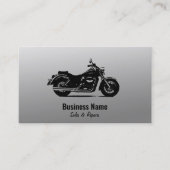 Motorrad-Visitenkarten | Schwarzes Gradient Silver Telefonnummerkarte (Vorderseite)