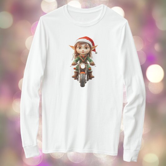 Motorrad Weihnachten Elf Frauen T-Shirt