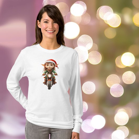 Motorrad Weihnachten Elf Frauen T-Shirt