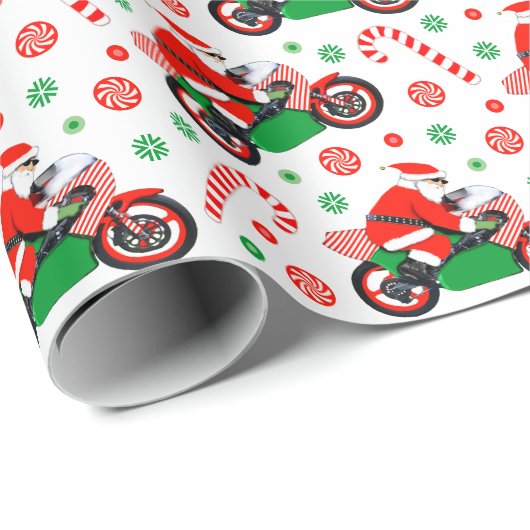 Motorrad Weihnachten Geschenkpapier (Rolleneckpunkt)