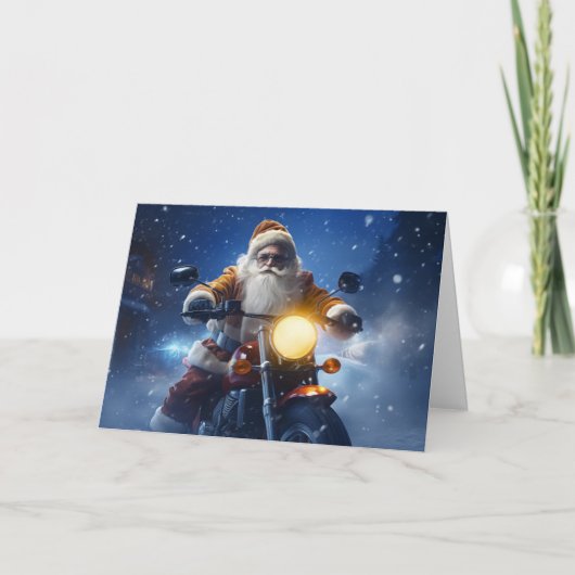 Motorrad-Weihnachtsmann-Weihnachtskarte Feiertagskarte (Vorderseite)
