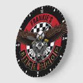 Motorrad-Werkstatt für den individuellen NAME-Bike Große Wanduhr (Winkel)