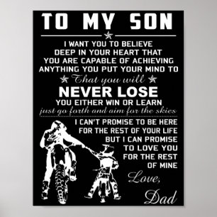 Motorrad zu meinem Sohn Liebe Vater Poster
