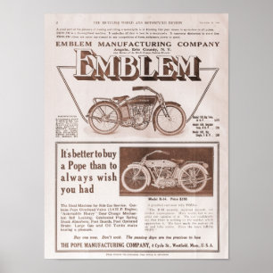 Motorradanzeige des Emblems 1914 und Papstes Poster