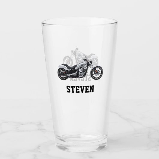 Motorradbezeichnung Bier für Männer Glas (Vorderseite)