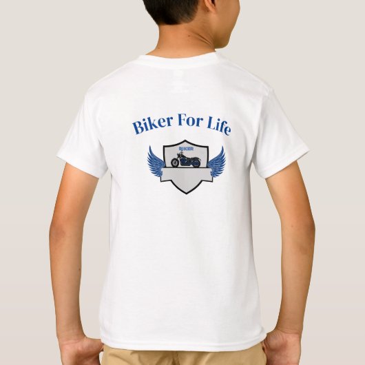 Motorradblau und grau Graffiti T - Shirt (Rückseite)